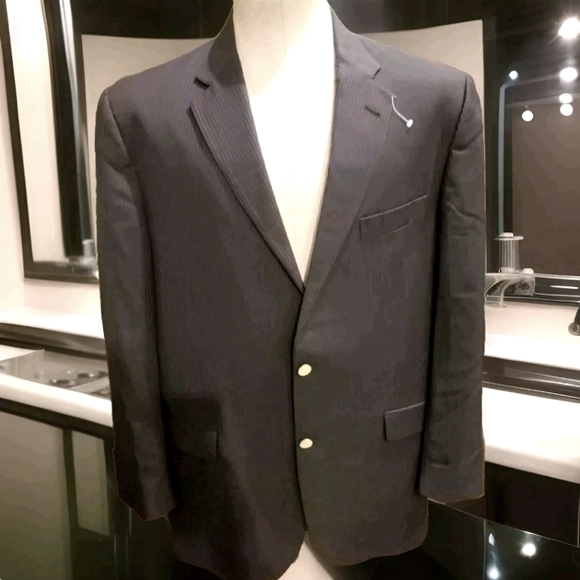 Burberry London Wool Blue Double Vented Blazer Sport Jacket 44L